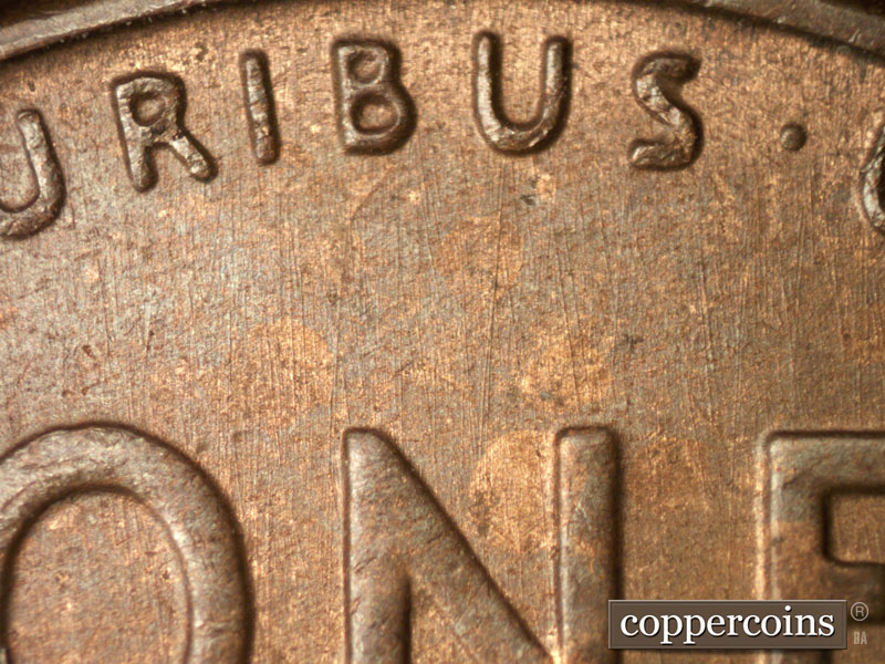 Die-stage B marker on 1941D•1DO•003 (1941 Doubled Die Obverse).