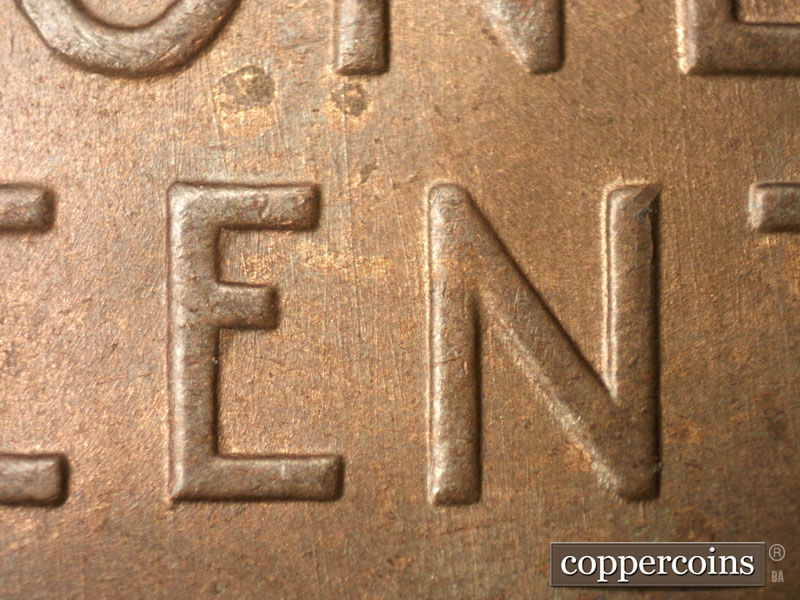 Die-stage B marker on 1941D•1DO•003 (1941 Doubled Die Obverse).