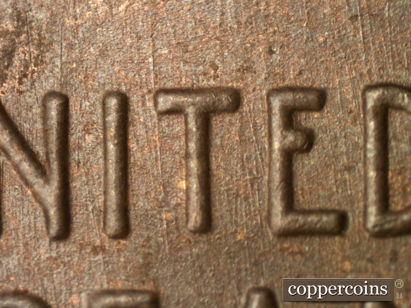Die-stage B marker on 1941D•1DO•003 (1941 Doubled Die Obverse).