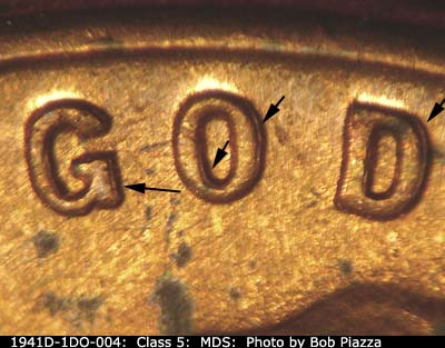 Die-stage B marker on 1941D•1DO•004 (1941 Doubled Die Obverse).