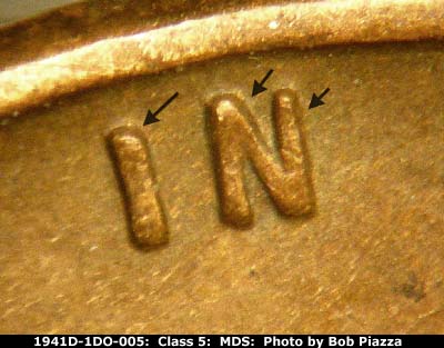 1941 Lincoln cent obverse, CopperCoins die 1941D•1DO•005.
