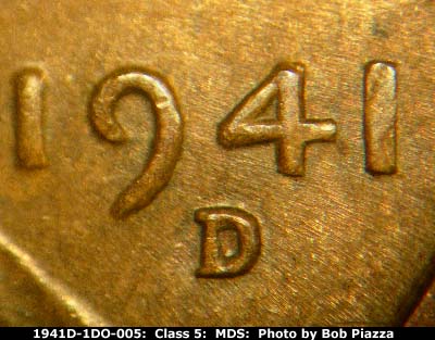 Die-stage B marker on 1941D•1DO•005 (1941 Doubled Die Obverse).