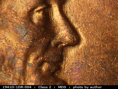 Die-stage B marker on 1941D•1DR•004 (1941 Doubled Die Reverse).