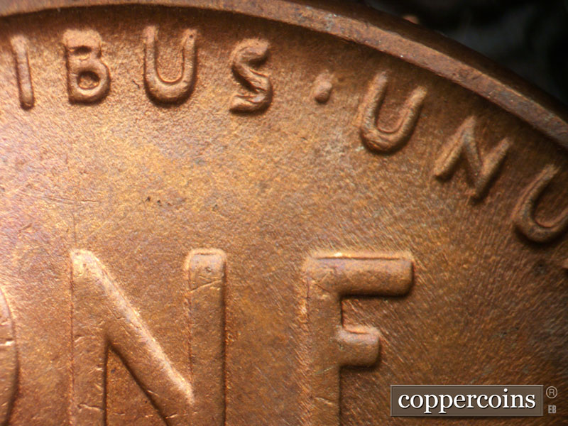 Die-stage C marker on 1941D•1DR•006 (1941 Doubled Die Reverse).