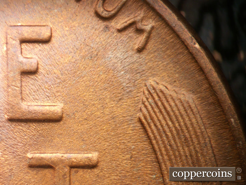 Die-stage C marker on 1941D•1DR•006 (1941 Doubled Die Reverse).