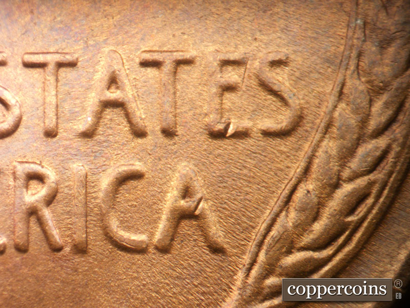 Die-stage C marker on 1941D•1DR•006 (1941 Doubled Die Reverse).