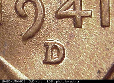 Die-stage C marker on 1941D•1MM•001 (1941 Repunched Mint Mark).