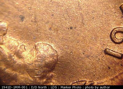 Die-stage C marker on 1941D•1MM•001 (1941 Repunched Mint Mark).