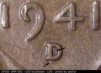 Die-stage C marker on 1941D•1MM•002 (1941 Repunched Mint Mark).