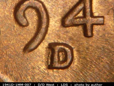 Die-stage C marker on 1941D•1MM•007 (1941 Repunched Mint Mark).