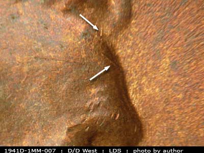 Die-stage C marker on 1941D•1MM•007 (1941 Repunched Mint Mark).