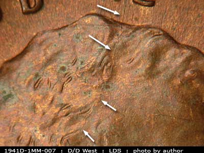 Die-stage C marker on 1941D•1MM•007 (1941 Repunched Mint Mark).