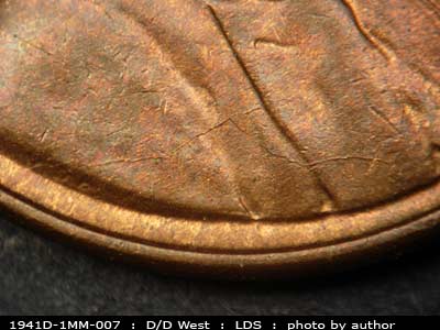Die-stage C marker on 1941D•1MM•007 (1941 Repunched Mint Mark).