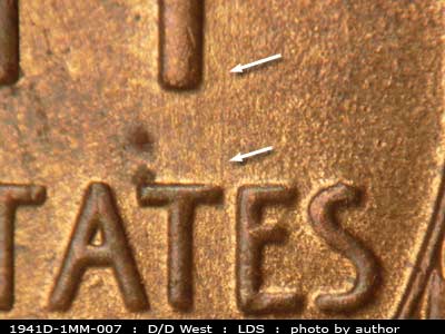 Die-stage C marker on 1941D•1MM•007 (1941 Repunched Mint Mark).