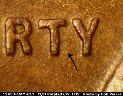 Die-stage C marker on 1941D•1MM•011 (1941 Repunched Mint Mark).
