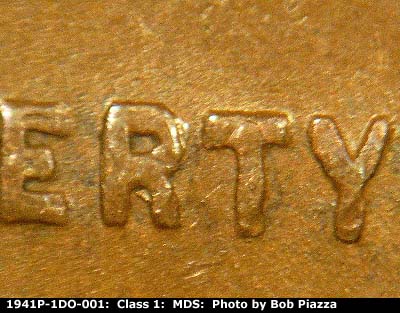 Die-stage B marker on 1941P•1DO•001 (1941 Doubled Die Obverse).