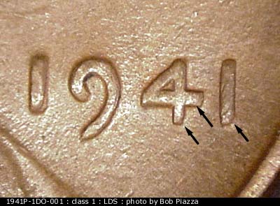 Die-stage C marker on 1941P•1DO•001 (1941 Doubled Die Obverse).