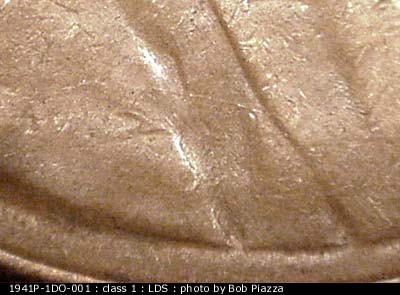 Die-stage C marker on 1941P•1DO•001 (1941 Doubled Die Obverse).