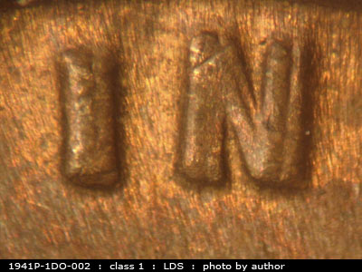Die-stage C marker on 1941P•1DO•002 (1941 Doubled Die Obverse).