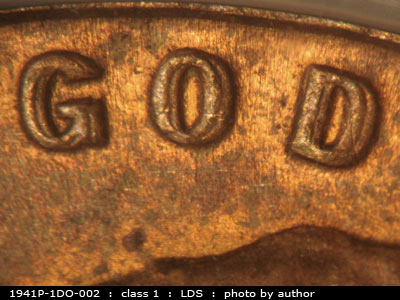 Die-stage C marker on 1941P•1DO•002 (1941 Doubled Die Obverse).