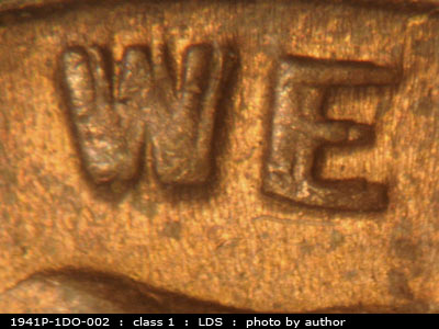 Die-stage C marker on 1941P•1DO•002 (1941 Doubled Die Obverse).