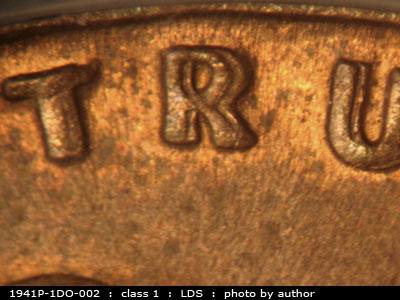 Die-stage C marker on 1941P•1DO•002 (1941 Doubled Die Obverse).