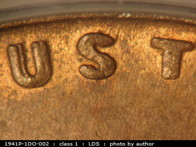 Die-stage C marker on 1941P•1DO•002 (1941 Doubled Die Obverse).
