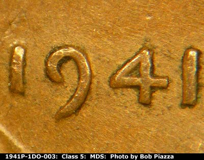 1941 Lincoln cent obverse, CopperCoins die 1941P•1DO•003.