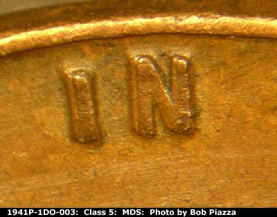 Die-stage B marker on 1941P•1DO•003 (1941 Doubled Die Obverse).