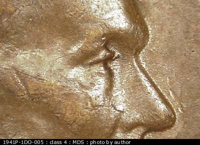 1941 Lincoln cent obverse, CopperCoins die 1941P•1DO•005.