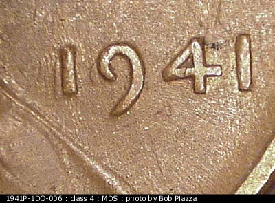 1941 Lincoln cent obverse, CopperCoins die 1941P•1DO•006.