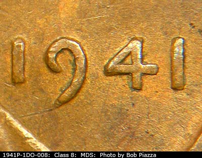 1941 Lincoln cent obverse, CopperCoins die 1941P•1DO•008.