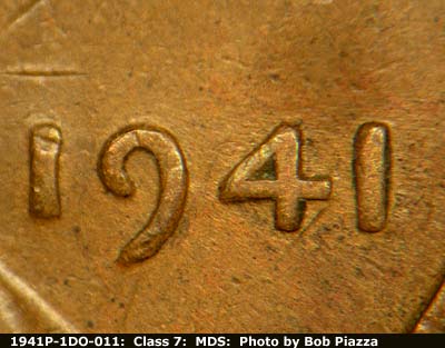 Die-stage B marker on 1941P•1DO•011 (1941 Doubled Die Obverse).