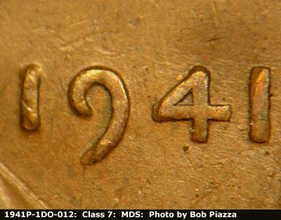 Die-stage B marker on 1941P•1DO•012 (1941 Doubled Die Obverse).