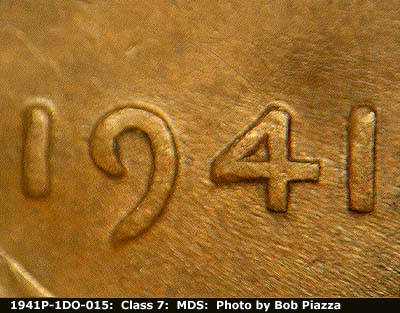 Die-stage B marker on 1941P•1DO•015 (1941 Doubled Die Obverse).