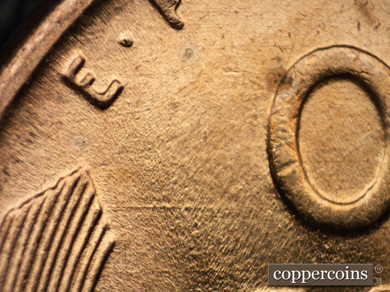 Die-stage B marker on 1941P•1DO•016 (1941 Doubled Die Obverse).