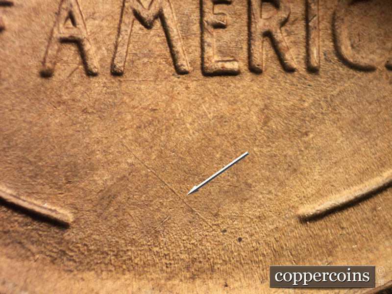 Die-stage B marker on 1941P•1DO•016 (1941 Doubled Die Obverse).