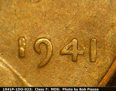 Die-stage B marker on 1941P•1DO•023 (1941 Doubled Die Obverse).
