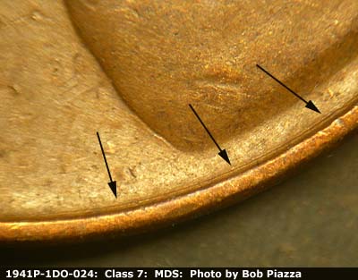 Die-stage B marker on 1941P•1DO•024 (1941 Doubled Die Obverse).