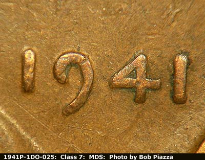 Die-stage B marker on 1941P•1DO•025 (1941 Doubled Die Obverse).