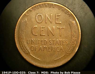 Die-stage B marker on 1941P•1DO•025 (1941 Doubled Die Obverse).