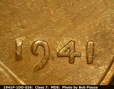 Die-stage B marker on 1941P•1DO•026 (1941 Doubled Die Obverse).
