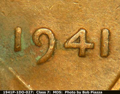 Die-stage B marker on 1941P•1DO•027 (1941 Doubled Die Obverse).
