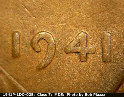 Die-stage B marker on 1941P•1DO•028 (1941 Doubled Die Obverse).