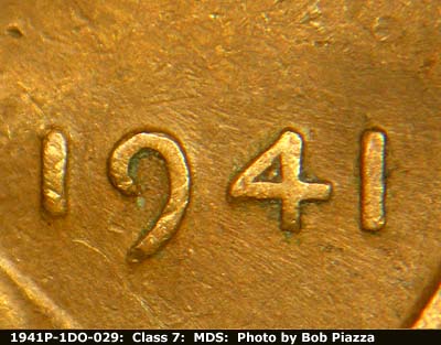 Die-stage B marker on 1941P•1DO•029 (1941 Doubled Die Obverse).