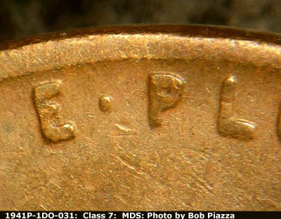 Die-stage B marker on 1941P•1DO•031 (1941 Doubled Die Obverse).