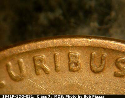 Die-stage B marker on 1941P•1DO•031 (1941 Doubled Die Obverse).