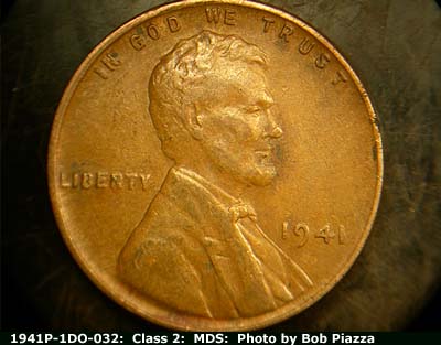Die-stage B marker on 1941P•1DO•032 (1941 Doubled Die Obverse).