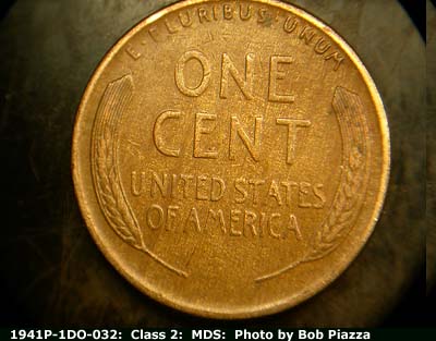Die-stage B marker on 1941P•1DO•032 (1941 Doubled Die Obverse).