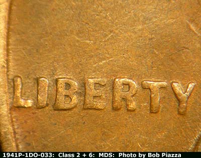 Die-stage B marker on 1941P•1DO•033 (1941 Doubled Die Obverse).